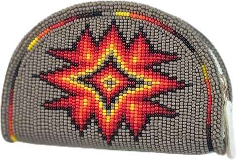 Handmade Beaded Coin Purse for Women, Seed Beads Native American Style Black Mountain Range Beaded Coin Wallet. VH-CP-4840. in Kuwait