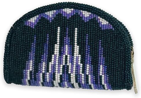 Handmade Beaded Coin Purse for Women, Seed Beads Native American Style Black Mountain Range Beaded Coin Wallet. VH-CP-4840. in Kuwait