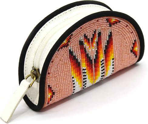 Handmade Beaded Coin Purse for Women, Seed Beads Native American Style Black Mountain Range Beaded Coin Wallet. VH-CP-4840. in Kuwait