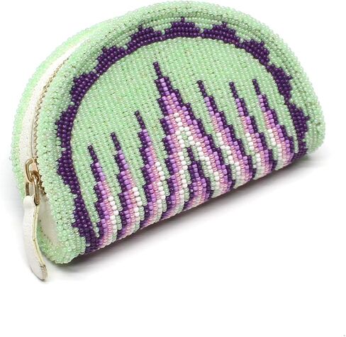 Handmade Beaded Coin Purse for Women, Seed Beads Native American Style Black Mountain Range Beaded Coin Wallet. VH-CP-4840. in Kuwait