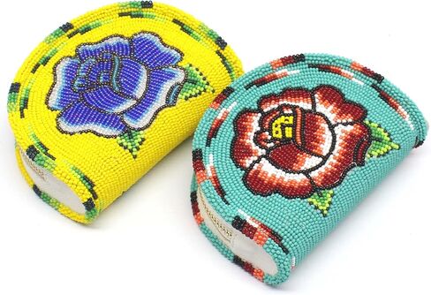 Handmade Beaded Coin Purse for Women, Seed Beads Native American Style Black Mountain Range Beaded Coin Wallet. VH-CP-4840. in Kuwait