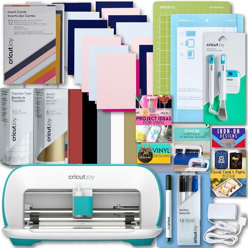 فينيل دائم من Cricut Joy Machine Rainbow، مجموعة أدوات للمبتدئين وحزمة شريط نقل - أداة ذكية مدمجة للحرف اليدوية والبطاقات ومشاريع الديكور المنزلي والشارات (iOS Android Windows) in Kuwait