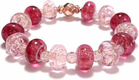 ARTSY Crafts Glow in The Dark Firefly Beads Bracelet, Handmade in USA, Colorful Donut Beads Luminous Murano Glass Jewelry Mermaid Moonstone Crystals Jewelry Gift in Kuwait