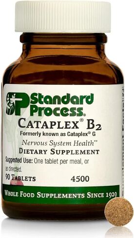 Standard Process Inc. Cataplex B2 - Whole Food Nervous System Supplements, Metabolism, Brain Supplement and Liver Support with Calcium Lactate, Riboflavin, Wheat Germ, Choline - 90 Tablets in Kuwait