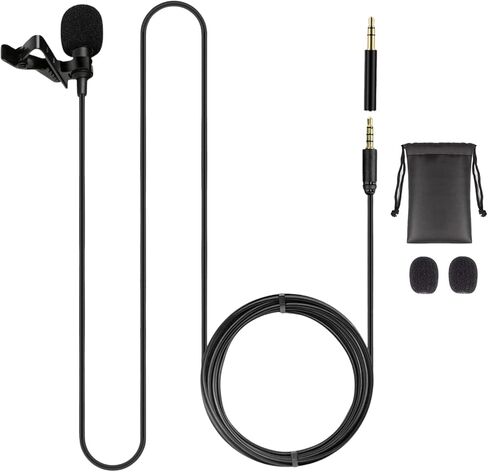 5 CORE Professional Omnidirectional Lavalier Microphone 3.5mm Clip-On Lapel Mic for Smartphone DSLR Camera PC Interview Video Camcorders Audio Recorder CM Mob 2M in Kuwait