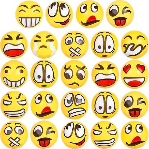 24 قطعة من كرات ضغط الوجه من LOVESTOWN، كرات إسفنجية مضحكة للوجه مقاس 2.5 سم من أجل تمرين إصبع المعصم اليدوي، علاج تخفيف التوتر، الضغط in Kuwait