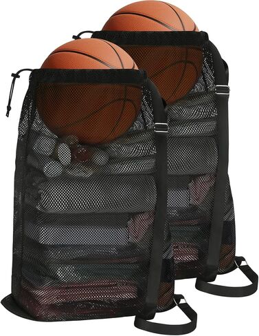 NATURAL STYLE 2 Packs Swim Bag Mesh Drawstring Backpack Oversized 18" x 26", Large Mesh Drawstring Backpack for Beach, Swimming, Gym, and Workout Gear (Black) in Kuwait