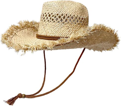 Wildarms Men’s Woven Straw Cowboy Hat Cowgirl Sun Beach Hat for Women Wide Brim Western Cowboy Hat with Decorative Bands in Kuwait