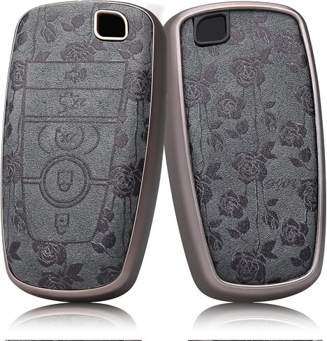 For Ford Key Fob Cover with Keychain, Soft TPU and Leather Key Case Shell Full Protection for Ford Explorer Fusion Escape Edge Expedition F150 F250 F350 F450 F550 Maverick Mustang (White Rose) in Saudi Arabia