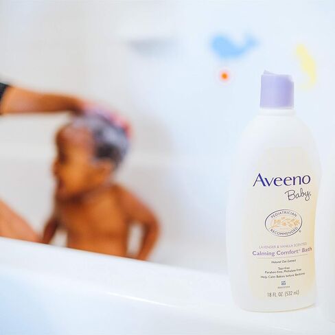 Aveeno Baby Nighttime Calming Comfort Bath, Body & Hair Wash with Relaxing Lavender & Vanilla Scents & Natural Oat Extract, Tear-Free Formula, Paraben-, Phthalate- & Soap-Free, 18 Fl. Oz in Kuwait