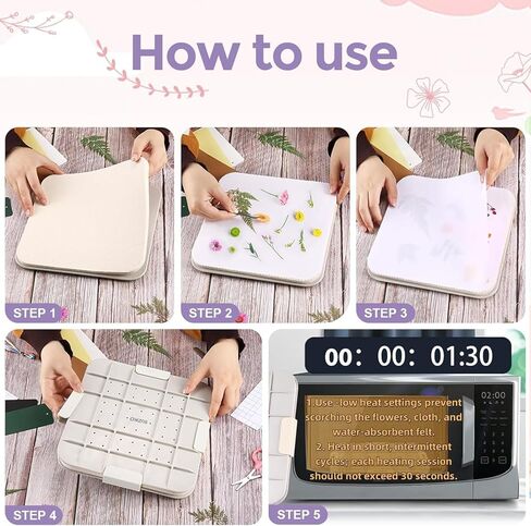 Suziko Quickly Dry Flowers 9 '' (23cm) Large Microwave Flower Press for Press Flowers&Leaves and Making Pressed Flowers with Photo Frame in Kuwait
