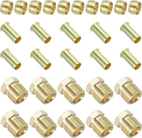 PATIKIL 4mm ID 2mm OD Tube Compression Assortment Kit, 18 Set Brass Compression Sleeve Ferrule & Insert & Nut for Water Oil Air Pipe in Saudi Arabia