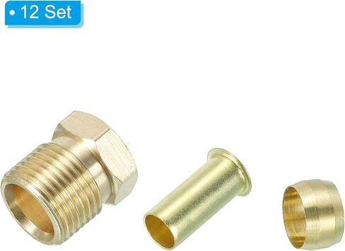 PATIKIL 4mm ID 2mm OD Tube Compression Assortment Kit, 18 Set Brass Compression Sleeve Ferrule & Insert & Nut for Water Oil Air Pipe in Saudi Arabia