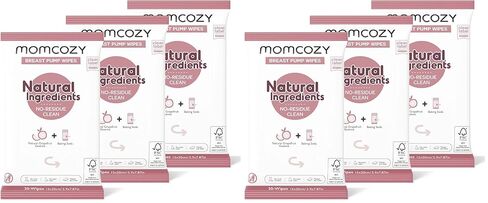 Momcozy Natural Breast Pump Wipes for Pump Parts Cleaning On-the-go, 30 Count, Flash Clean & Resealable Pump Wipes in Kuwait