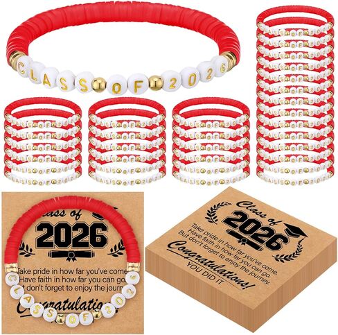 50 Set Black Class of 2025 Bracelets Bulk End of Year Graduation Gifts to Student from Teacher 2025 Congrats Grad Senior Night Gifts 20 Graduation Cards for Her and Him 5th Senior High School College in Kuwait