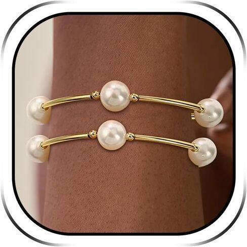 Pearl Bracelet for Women Dainty Gold Bangles Bracelet Prom Jewelry Rhinestone Bracelet Crystal Bracelet Wedding Jewelry for Brides Bridesmaid Gifts in Kuwait