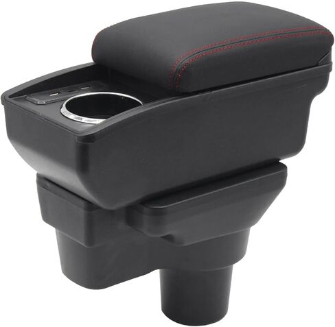 YJYWZH Car Armrest Storage Box for Hyundai Accent Solaris Verna 2017-2020 Double-Layer Car Center Console Armrest Box with 6 USB Ports and Cup Holder for Car Accessories(Black Thread) in Kuwait