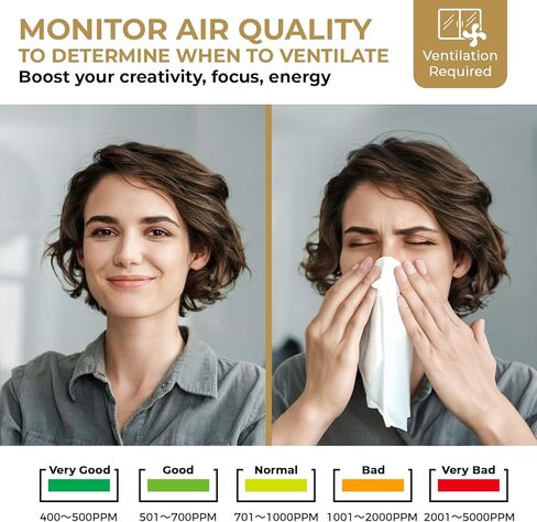 جهاز مراقبة جودة الهواء الداخلي، جهاز قياس ثاني أكسيد الكربون مع مستشعر صوتي ضوئي، وكاشف ثاني أكسيد الكربون مع إضاءة خلفية وحجم قابلين للتعديل، ومراقبة درجة الحرارة والرطوبة in Kuwait