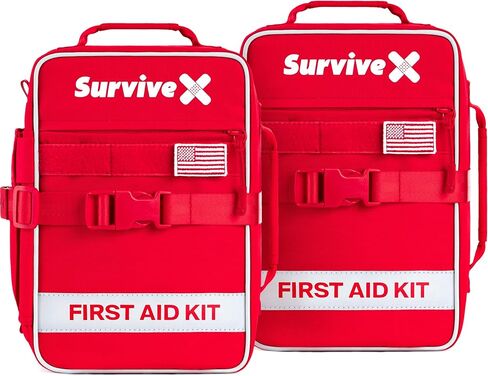 Large First Aid Kit for Car, Travel & Home - Emergency Kit for Hiking, Camping, Backpacking and Outdoor Adventures - Includes Zip Stitch Wound Closure Strips in Kuwait