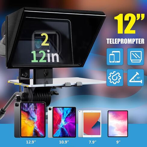 ملقن للكاميرا مقاس 14 بوصة مع إطار زجاجي قابل للتعديل مع زجاج عالي الدقة، متوافق مع iPad مقاس 14 بوصة أو أصغر، هيكل من الألومنيوم in Kuwait