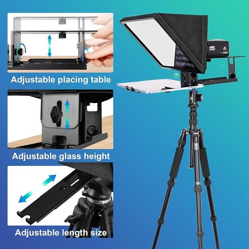 ملقن للكاميرا مقاس 14 بوصة مع إطار زجاجي قابل للتعديل مع زجاج عالي الدقة، متوافق مع iPad مقاس 14 بوصة أو أصغر، هيكل من الألومنيوم in Kuwait