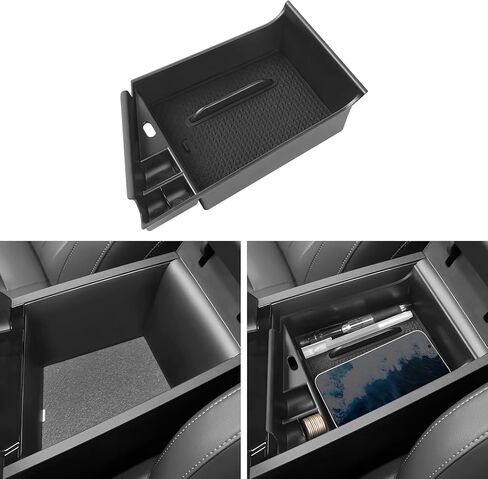 YOJOJOCO Center Console Organizer Compatible with Chevy Blazer 2025 2024 2023 2022 2021 2020 2019 Accessories Black ABS Plastic Material Armrest Secondary Storage Box in Kuwait
