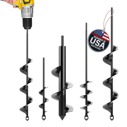 Auger Drill Bit for Planting 3 Pack - with Extension - Garden Tools Spiral Hole Drill Planter for Bulb Planting, Fence Post, Umbrella Holes - 3/8'' Hex Drive Drill - Gardening, Hole Digger Yard Tools in Kuwait