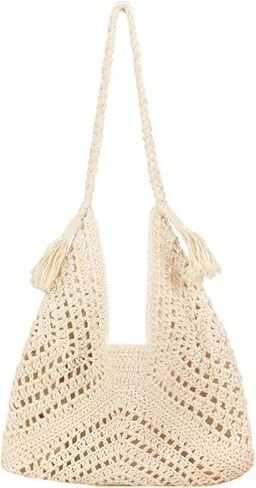 Boho Straw Bags for Women Large Woven Tote Bag Straw Beach Bag Shoulder Bags Purse Handbags Summer Straw Hobo Bag in Kuwait