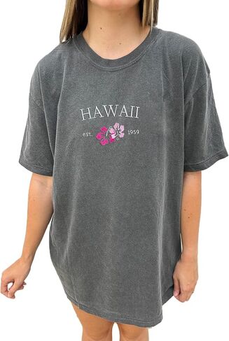 Womens Oversized Vintage Flower T-Shirts Preppy Western Graphic Tees Tops Y2k Ocean Coastal Summer Beachy T Shirts in Kuwait