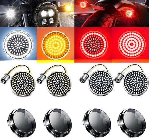 Wisamic 1157 LED Motorcycle Turn Signals Lights Front Rear 81 LED Super Bright 1156 Turn Signal Bulbs Lens Kit Fit for Harley Davidson Street Glide Road Glide Sportster Iron 883 Dyna Softail 1986-2024 in Kuwait