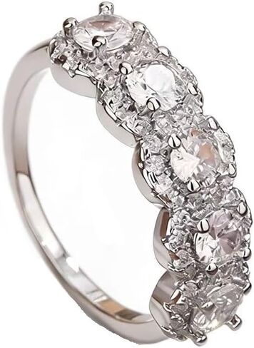 GUIDECUN موضة تشيكوسلوفاكيا كريستال الماس هالو الزفاف الفرقة مطلية بالذهب زركون الخلود الفرقة خاتم للنساء (حجم الولايات المتحدة 9) in Kuwait