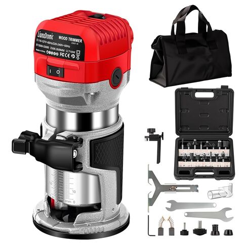 Wood Router Tool 800w Wood Grain Tool Woodworking Tools and Accessories Ectric Hand Trimmer Plunge Router Trim Router Plunge Router with 12pcs 1/4" Router Bits 31000r/Min 110V in Saudi Arabia