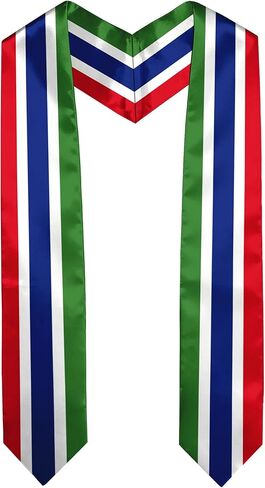 Gambia Flag Graduation Sash Satin Scarf 72" Stole for Abroad Student International Study Class in Kuwait