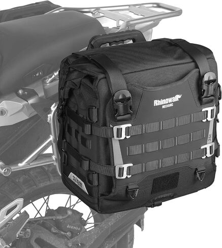 Rhinowalk Motorcycle Saddlebags Waterproof Tail Bag Luggage Bags Quick Release Side Bags 35L~45L Expandable with Molle System, Reflective Safety, Black (1pc) in Kuwait