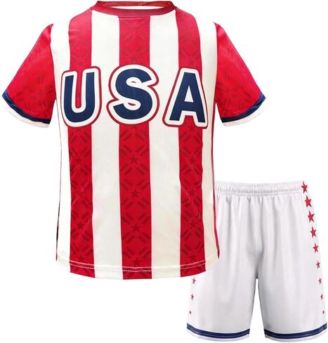 USA United States Kids Boys Youth Sports Soccer Football Kit Jersey Shirt Shorts Set in Kuwait