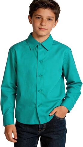 زر Visaccy Boys أسفل القمصان الأطفال طويلة الأكمام قميص المدرسة الصلبة الصلبة لطفل طفل الحجم 2T-20 in Kuwait