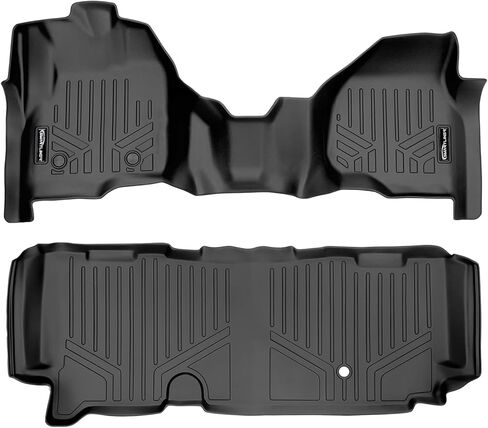 Smartliner Custom Fit Black 2 Row Row Row Liner مجموعة متوافقة مع 2017-2024 Ford F-250 | F-350 Super Crew Cab مع مقعد مقعد الصف الأول مع تغطية الحدبة والصف الثاني تحت تخزين المقعد in Kuwait