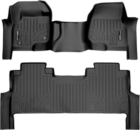Smartliner Custom Fit Black 2 Row Row Row Liner مجموعة متوافقة مع 2017-2024 Ford F-250 | F-350 Super Crew Cab مع مقعد مقعد الصف الأول مع تغطية الحدبة والصف الثاني تحت تخزين المقعد in Kuwait