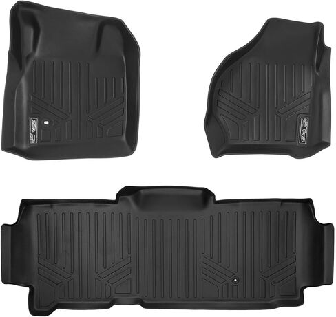Smartliner Custom Fit Black 2 Row Row Row Liner مجموعة متوافقة مع 2017-2024 Ford F-250 | F-350 Super Crew Cab مع مقعد مقعد الصف الأول مع تغطية الحدبة والصف الثاني تحت تخزين المقعد in Kuwait