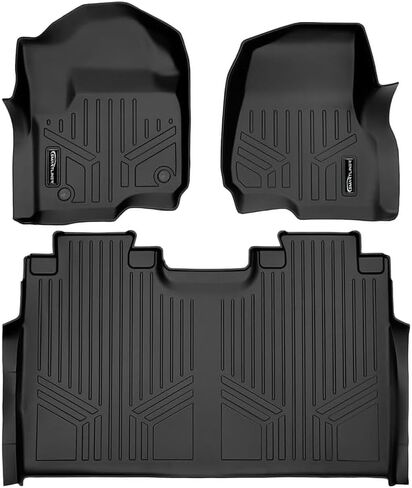 Smartliner Custom Fit Black 2 Row Row Row Liner مجموعة متوافقة مع 2017-2024 Ford F-250 | F-350 Super Crew Cab مع مقعد مقعد الصف الأول مع تغطية الحدبة والصف الثاني تحت تخزين المقعد in Kuwait