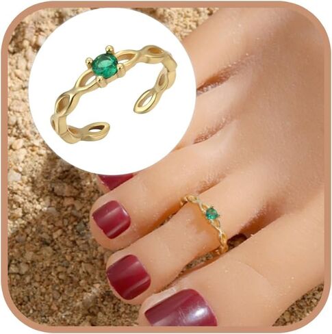 Daisy Toe Ring for Women ، 925 Sterling Silver Flowers Flowers قابلة للتكديس خاتم القدم المفتوح لابنة الأم 14K الذهب المطلي بالذهول الأخضر تشيك توريد القدم الأميرك in Saudi Arabia