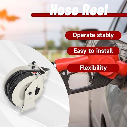 findmall 3/4 Inch x 50 Ft Diesel Fuel Hose Reel with Fuel Nozzle Heavy Duty Steel Retractable Hose Reel in Kuwait