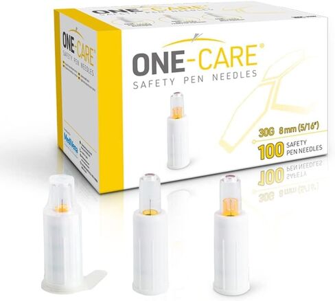 MediVena ONE-CARE Safety Pen Needles, 30G, 8mm, Box of 100, Safe Injection, Compatible with Most Pen injectors in Kuwait