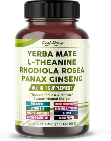 Ultra All-in-1 Yerba Mate, L-Theanine, Rhodiola & Panax Ginseng – Supports Mental Focus & Natural Energy – Made in The USA – 150 Capsules in Kuwait