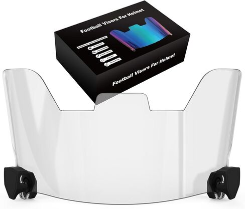 Blue Football Visor - Shatterproof Polycarbonate Lens, Tool-Free Clip System, Fits Adult & Youth Helmets (Riddell SpeedFlex/Schutt F7/Xenith), NFHS Compliant Sports Accessory in Saudi Arabia