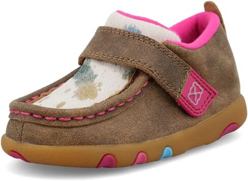 Twisted X Infant's Driving Moc، Moc Toe، Bomber، أبيض متعدد، ووردي، 6 M in Kuwait