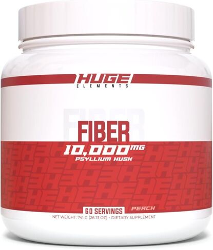 Huge Supplements Fiber, 10 Grams of Premium Psyllium Husk Powder, Soluble Fiber for Digestive Health & Functions, Natural Prebiotic with Delicious Flavors (60 Servings) (Strawberry) in Kuwait