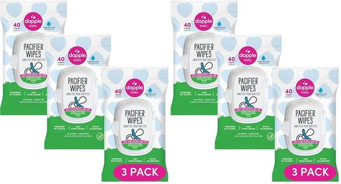 Dapple Pacifier Wipes, for Baby and Toddlers, Diaper Bag Essentials 40ct, Fragrance Free - Pack of 3 in Kuwait