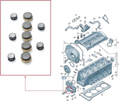 40pcs توازن رمح مرشح الزيت بديل لشبكة VW Beetle CC EOS Golf GTI Jetta Gli Passat Scirocco Sharan Tiguan Audi A3 A4 A5 Q3 TT Quattro in Saudi Arabia