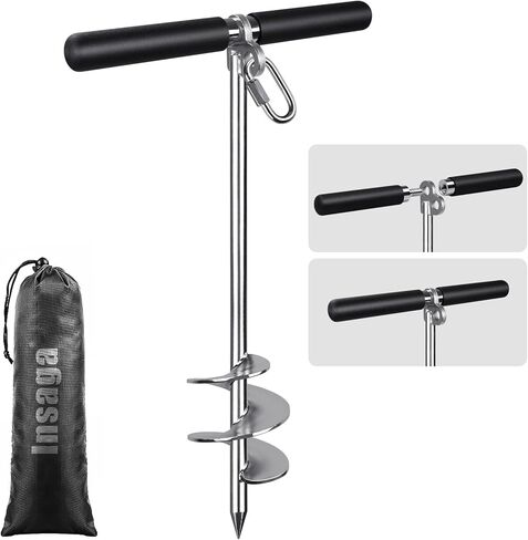 17''/26''/36'' Sand Anchor for Boat with 32ft Rope, 304 Stainless Steel Boat Sand Anchor with Crossbar, Screw in Boat Anchor for Kayak, Jet Ski, Pontoon, Shallow Water, Beach and Sandbar Use in Kuwait